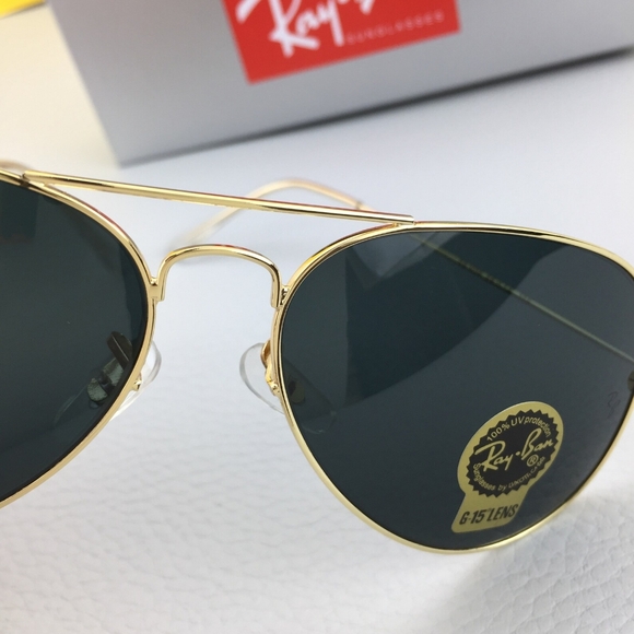 LIKE NEW RayBan Aviator RB3025 Black Gold Ray ban Sunglasses - Picture 6 of 14